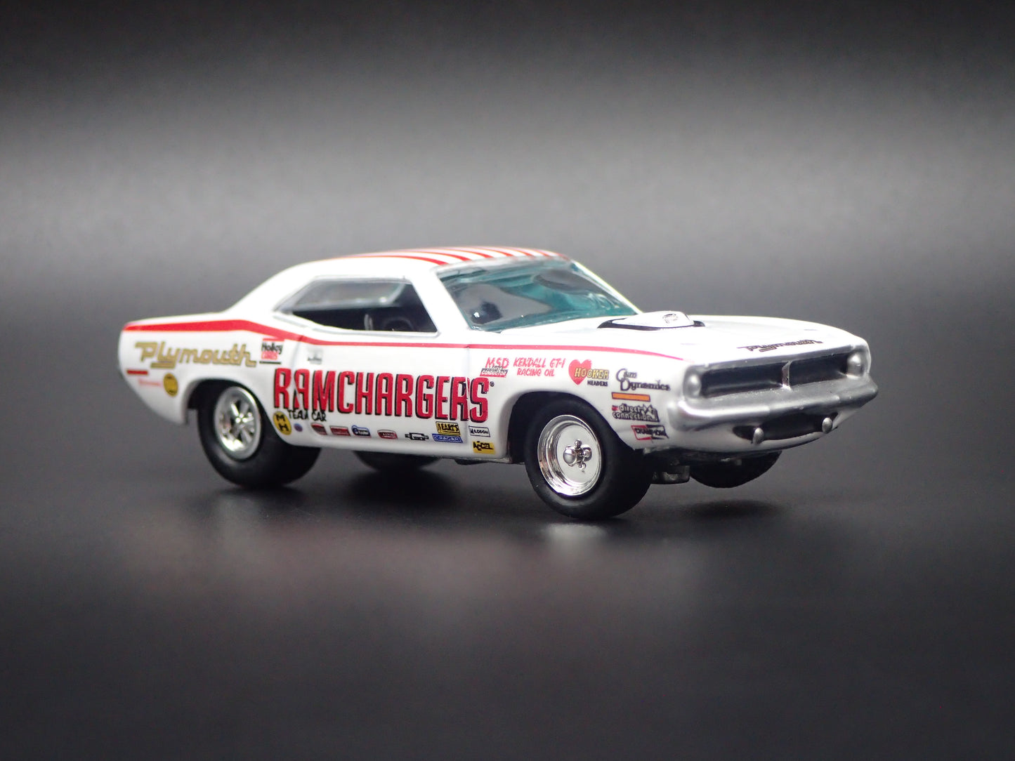 1970 70 PLYMOUTH HEMI CUDA SUPER STOCK RAMCHARGERS NHRA 1:64 SCALE DIECAST CAR