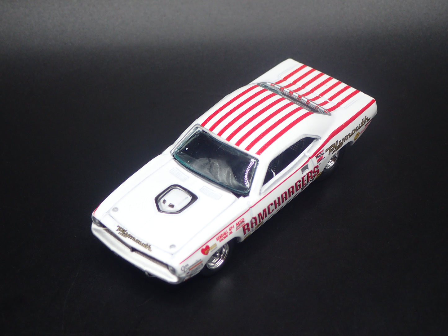 1970 70 PLYMOUTH HEMI CUDA SUPER STOCK RAMCHARGERS NHRA 1:64 SCALE DIECAST CAR