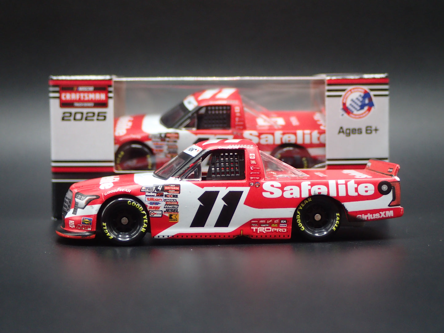 2025 25 TOYOTA TUNDRA 11 COREY HEIM SAFELITE WIN NASCAR TRUCK 1:64 SCALE DIECAST CAR