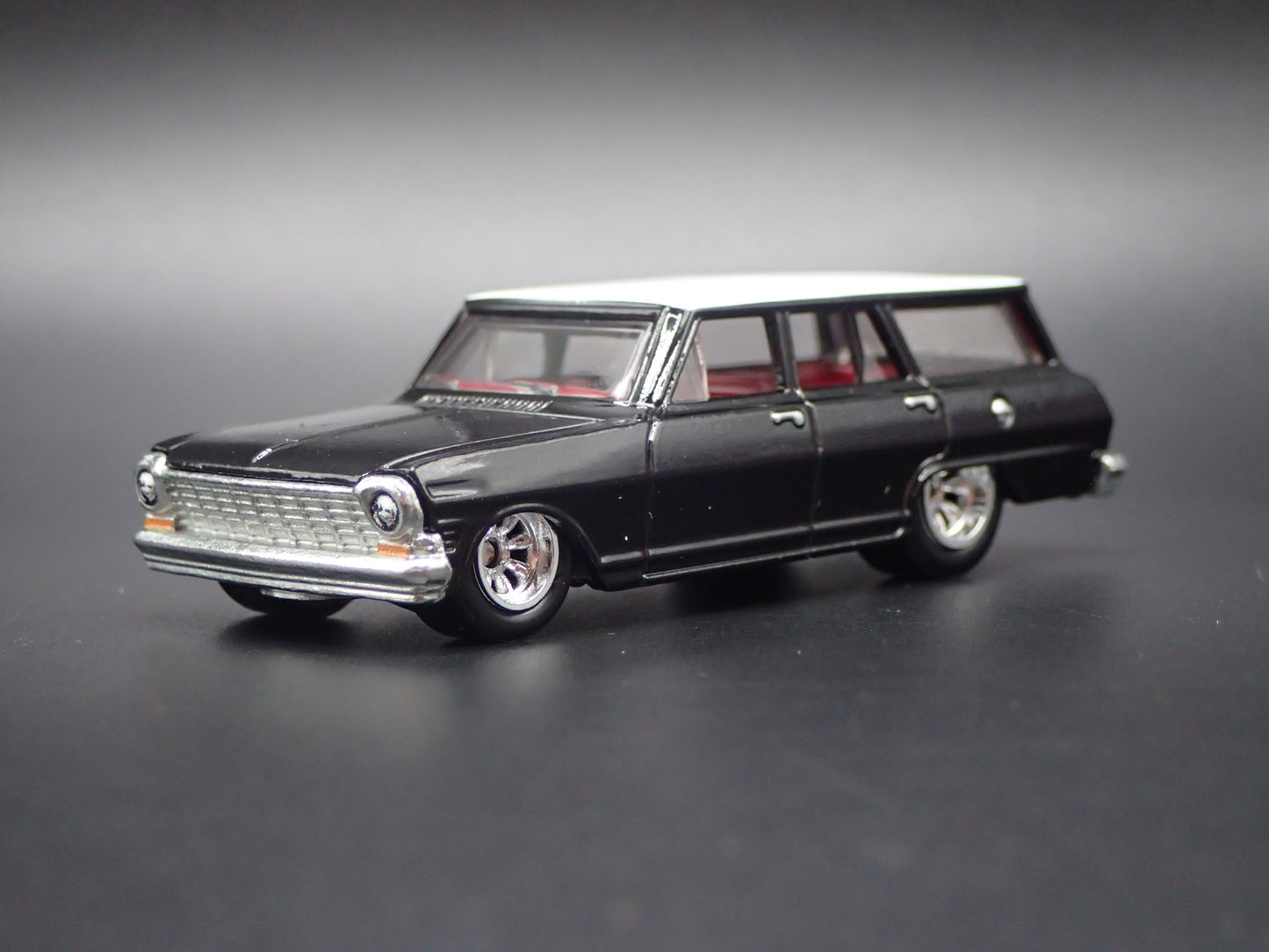 1964 CHEVY CHEVROLET NOVA II STATION WAGON BLACK 1:64 SCALE DIECAST MODEL CAR
