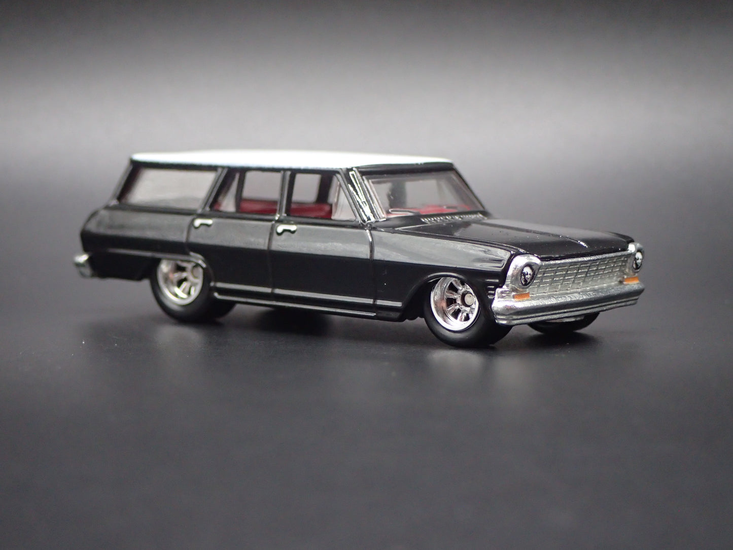 1964 CHEVY CHEVROLET NOVA II STATION WAGON BLACK 1:64 SCALE DIECAST MODEL CAR