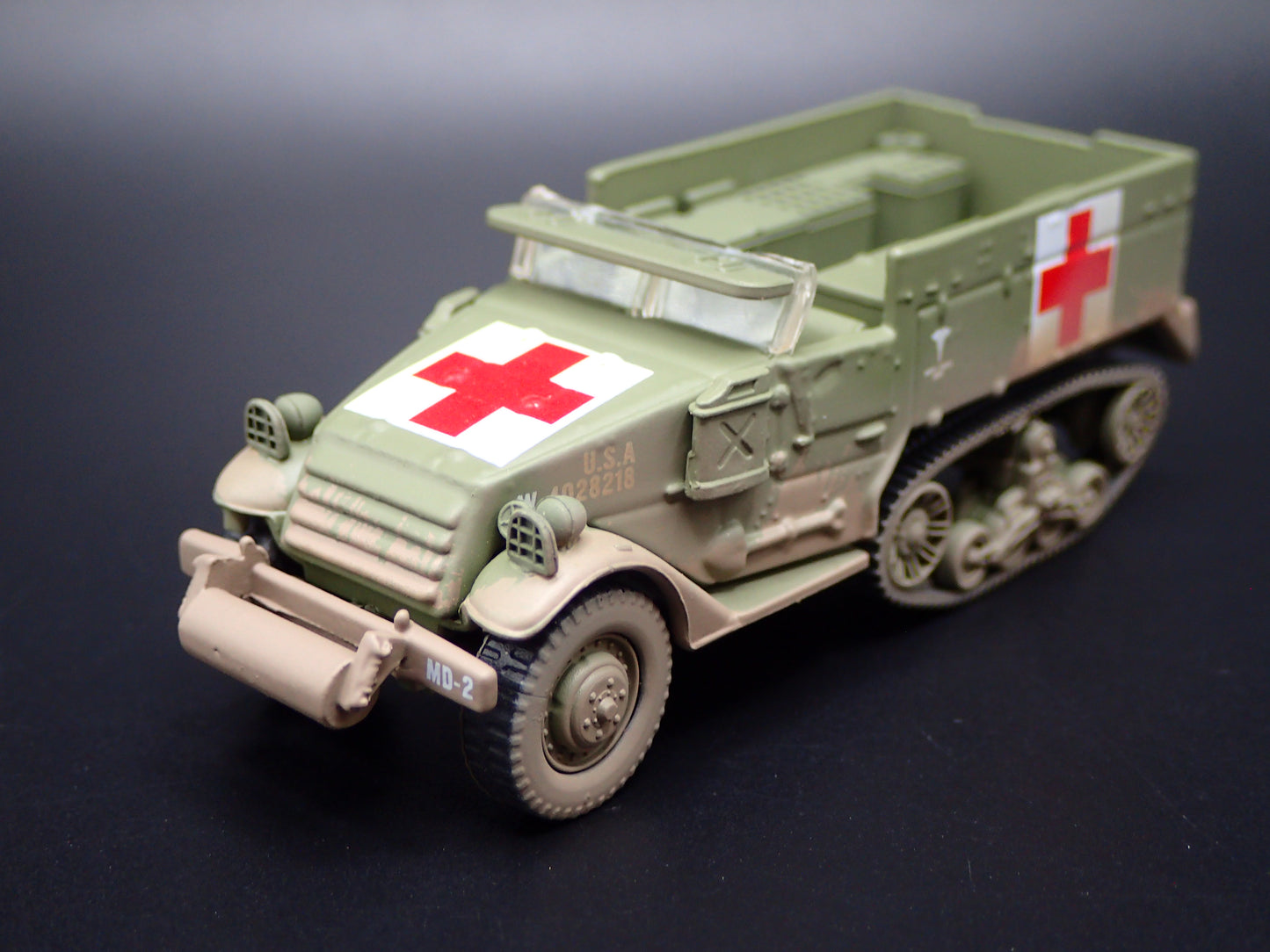 WWII M2A1 HALF TRACK TANK ARMY MILITARY GREEN 1:87 SCALE DIECAST MODEL CAR