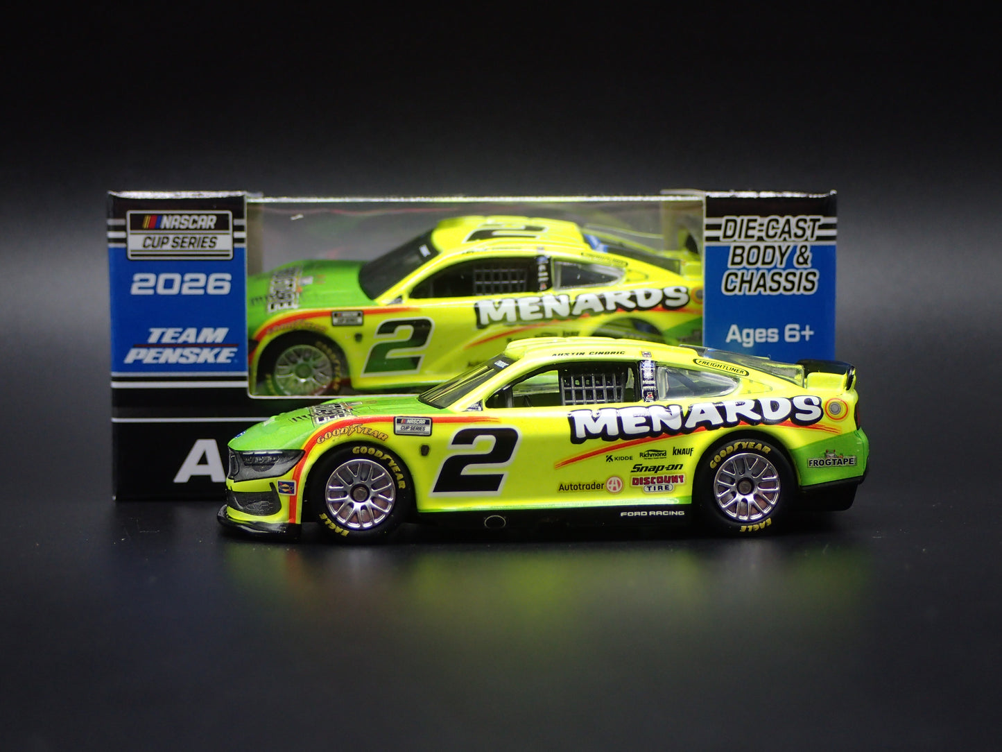 2026 26 FORD MUSTANG #2 AUSTIN CINDRIC MENARDS NASCAR 1:64 SCALE DIECAST CAR
