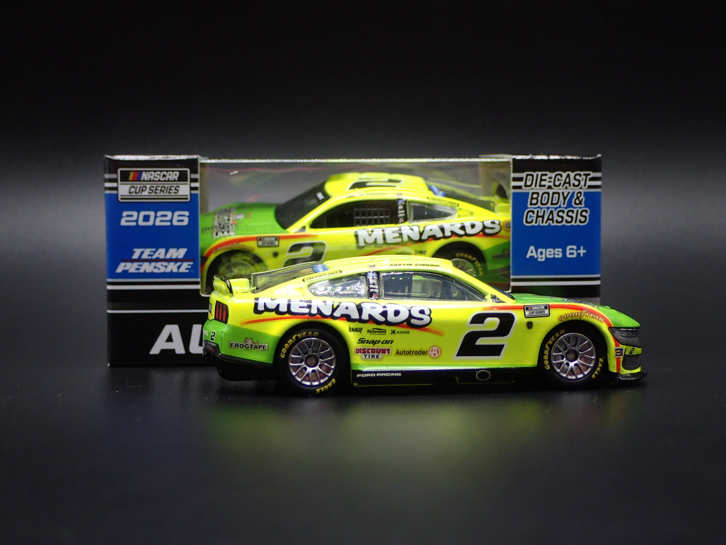 2026 26 FORD MUSTANG #2 AUSTIN CINDRIC MENARDS NASCAR 1:64 SCALE DIECAST CAR