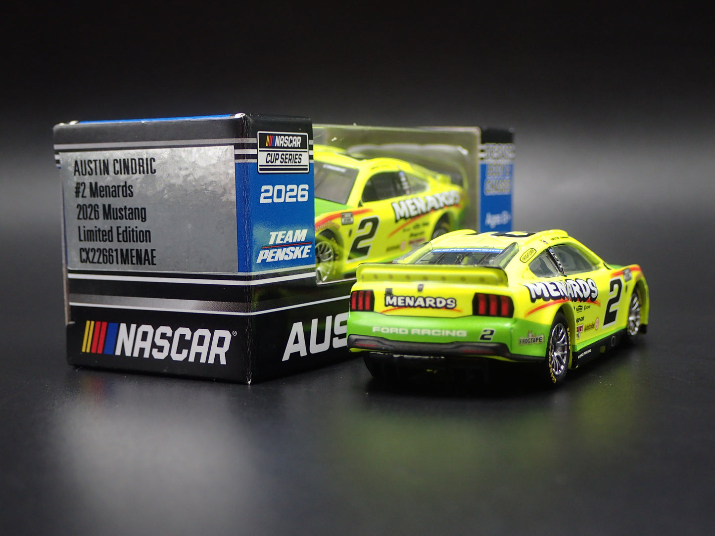 2026 26 FORD MUSTANG #2 AUSTIN CINDRIC MENARDS NASCAR 1:64 SCALE DIECAST CAR