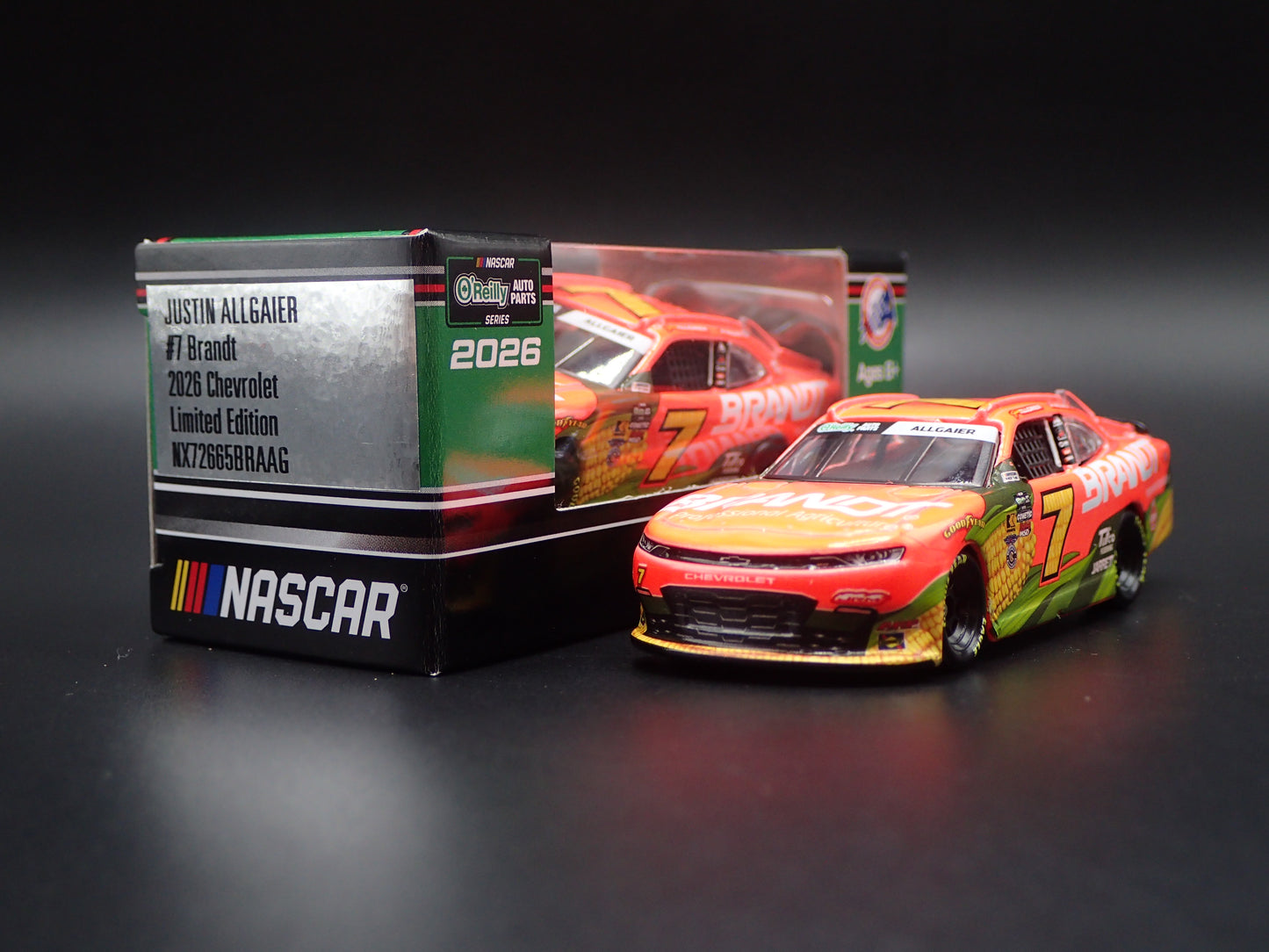 2026 CHEVROLET #7 JUSTIN ALLGAIER BRANDT NASCAR 1:64 SCALE DIECAST MODEL CAR