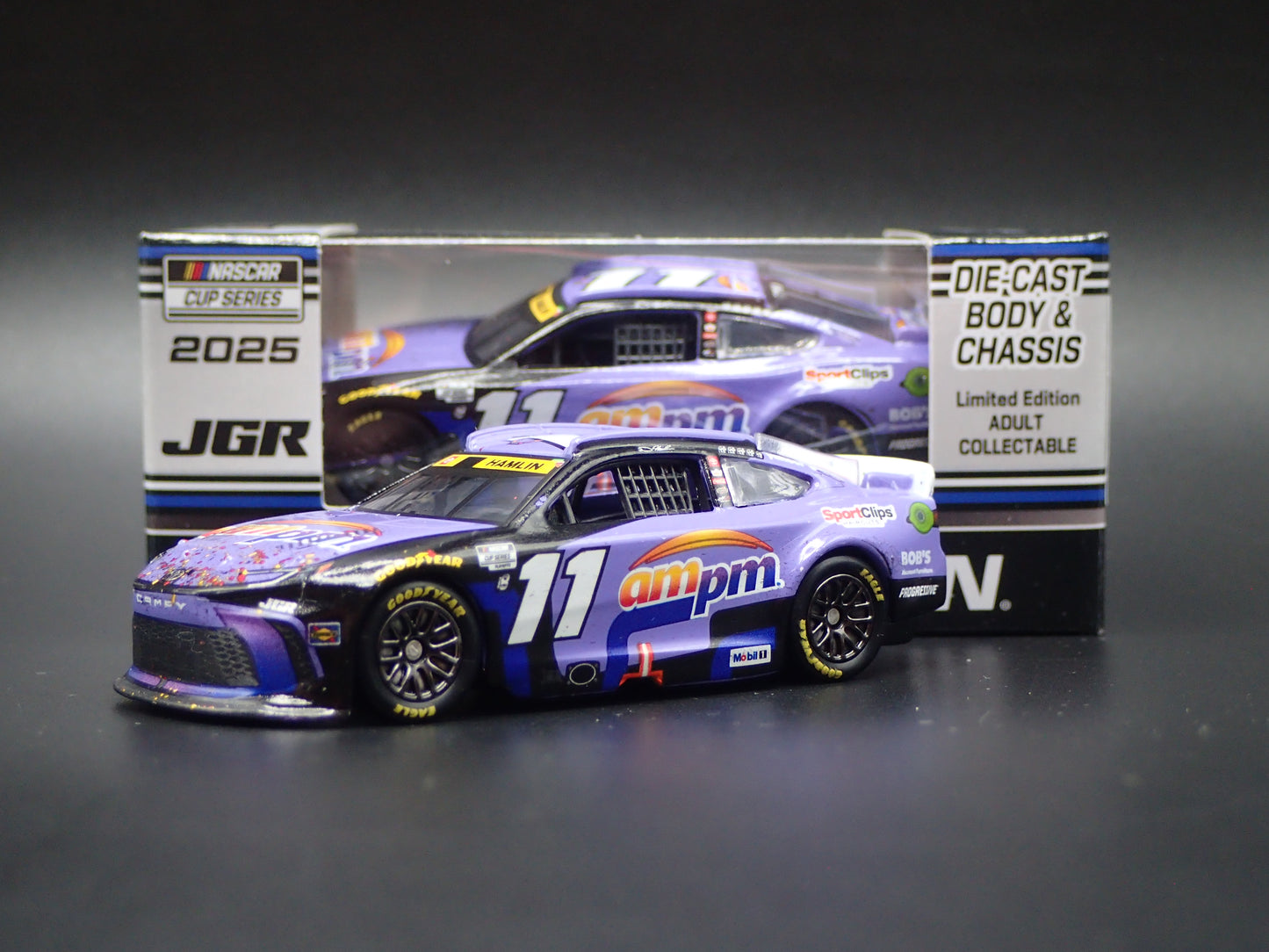 2025 25 TOYOTA CAMRY 11 DENNY HAMLIN AM PM WIN NASCAR 1:64 SCALE DIECAST CAR
