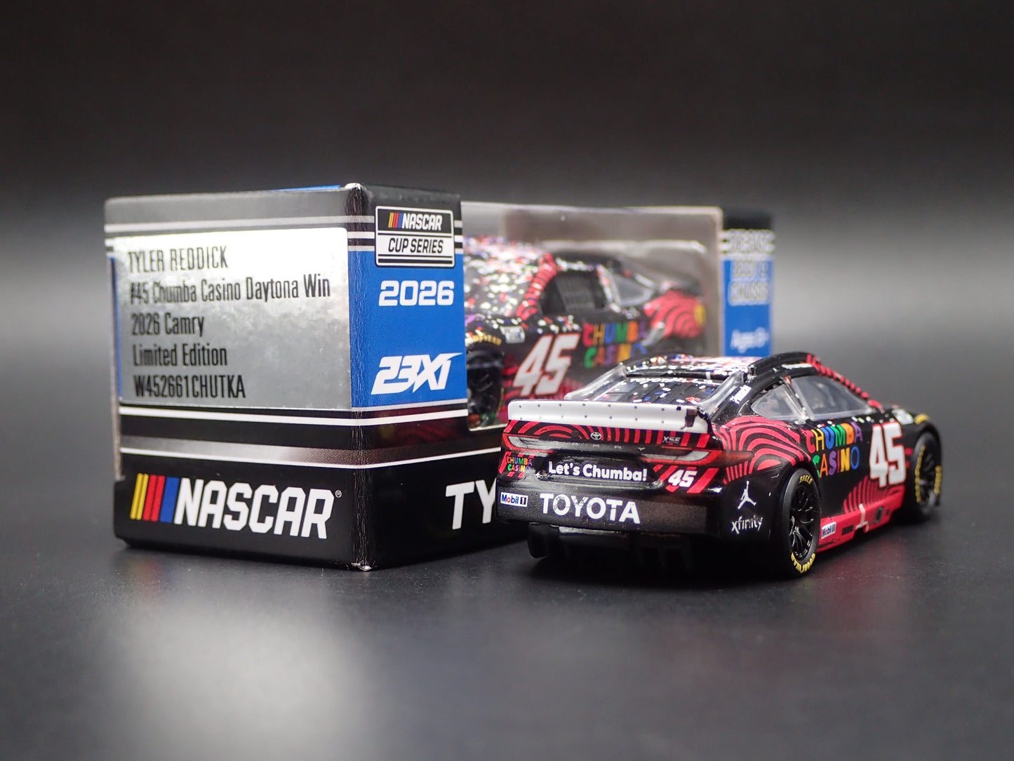 2026 26 TOYOTA CAMRY 45 TYLER REDDICK CHUMBA CASINO WIN NASCAR 1:64 SCALE DIECAST CAR