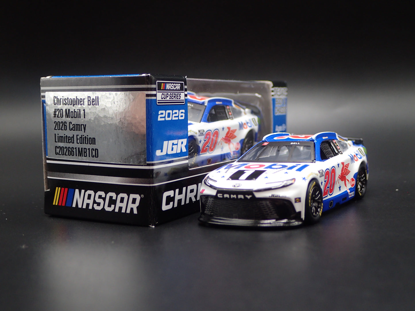 2026 TOYOTA CAMRY 20 CHRISTOPHER BELL MOBIL 1 NASCAR 1:64 SCALE DIECAST CAR