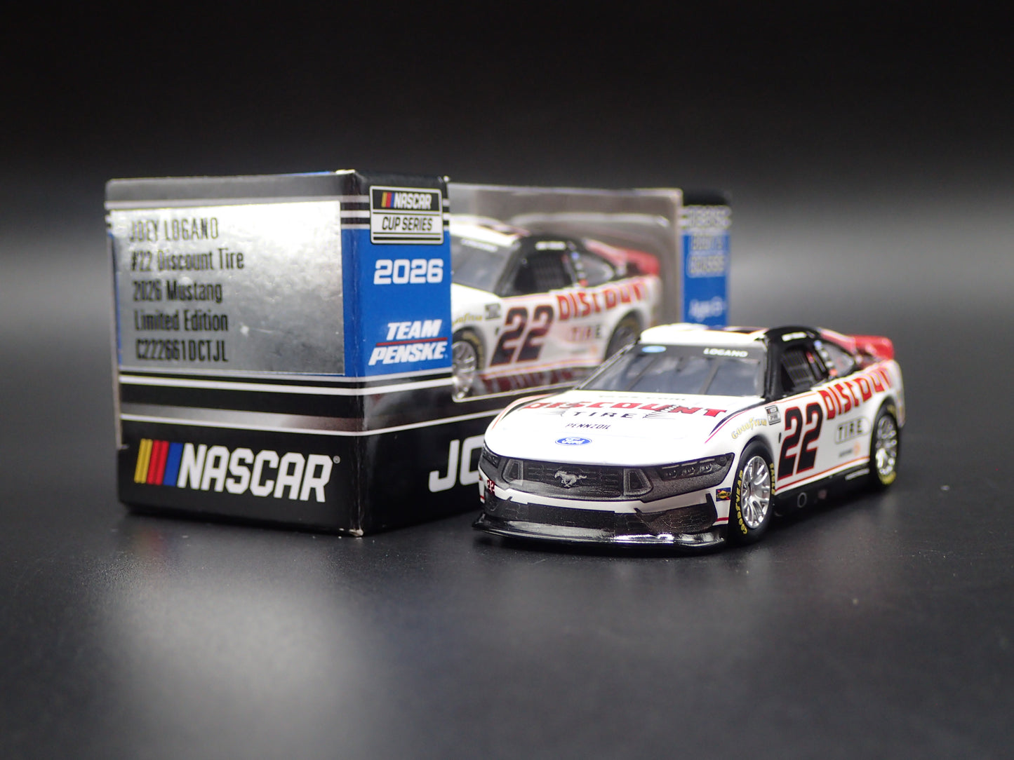 2026 26 FORD MUSTANG 22 JOEY LOGANO DISCOUNT TIRE NASCAR 1:64 SCALE DIECAST CAR
