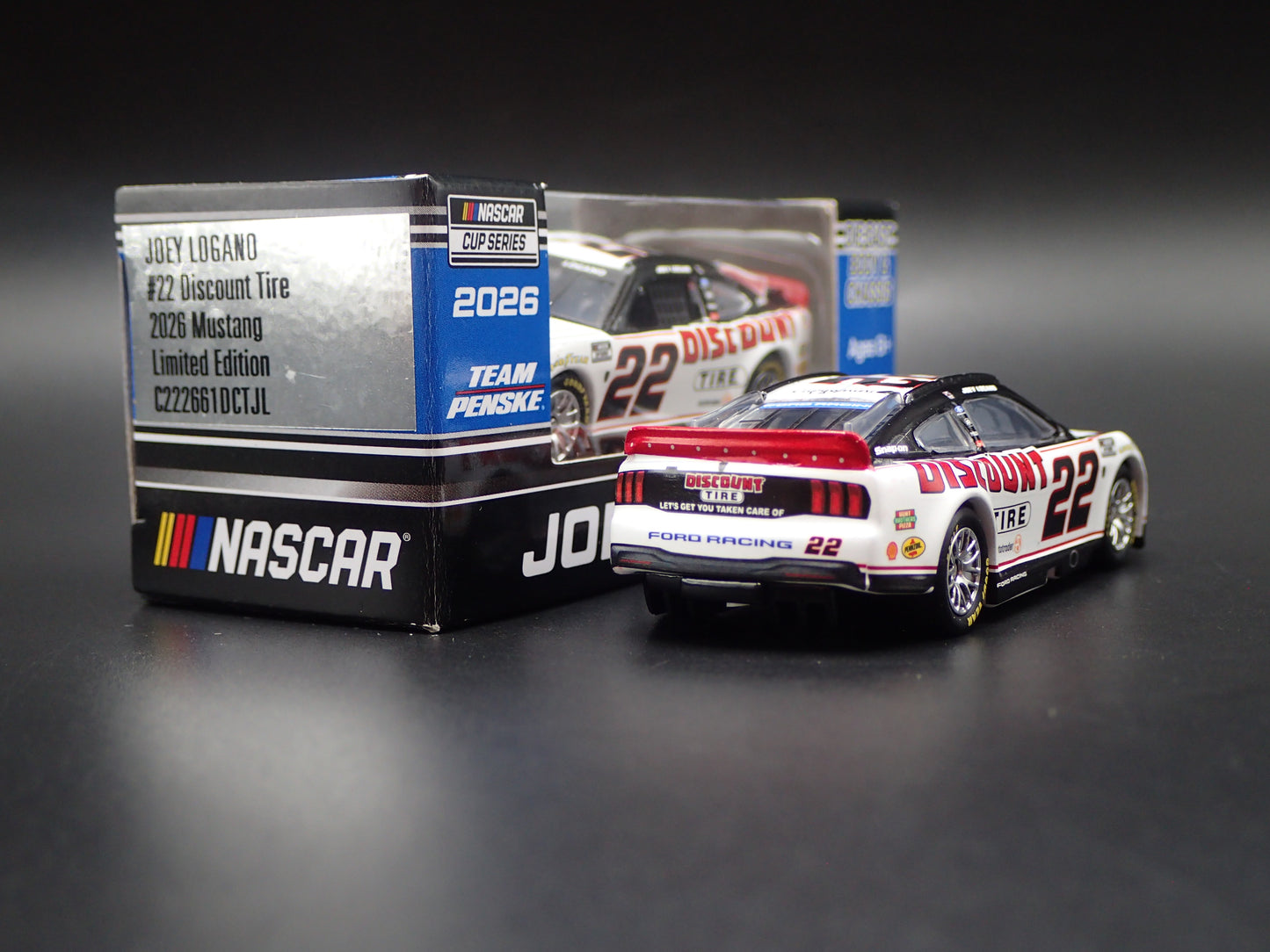 2026 26 FORD MUSTANG 22 JOEY LOGANO DISCOUNT TIRE NASCAR 1:64 SCALE DIECAST CAR