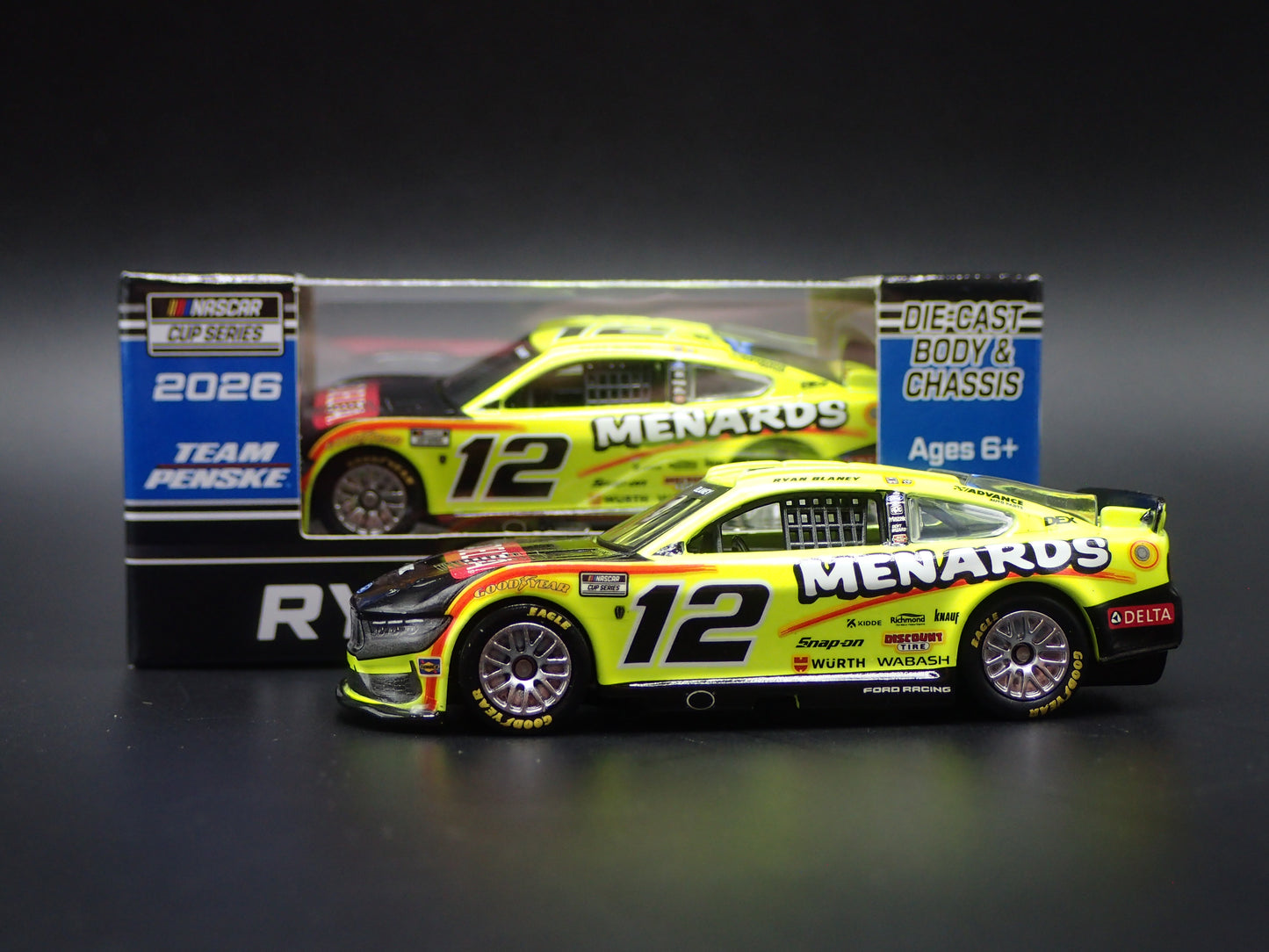 2026 26 FORD MUSTANG #12 RYAN BLANEY MENARDS NASCAR 1:64 SCALE DIECAST MODEL CAR