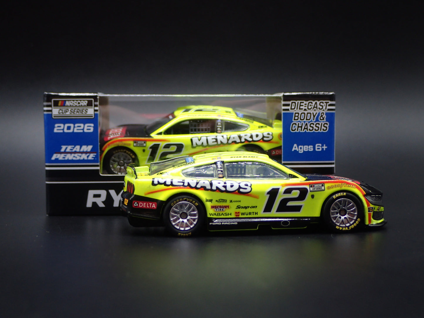 2026 26 FORD MUSTANG #12 RYAN BLANEY MENARDS NASCAR 1:64 SCALE DIECAST MODEL CAR