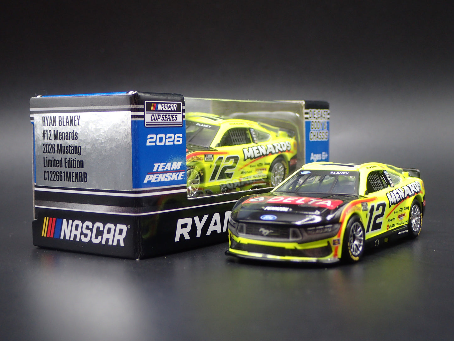 2026 26 FORD MUSTANG #12 RYAN BLANEY MENARDS NASCAR 1:64 SCALE DIECAST MODEL CAR