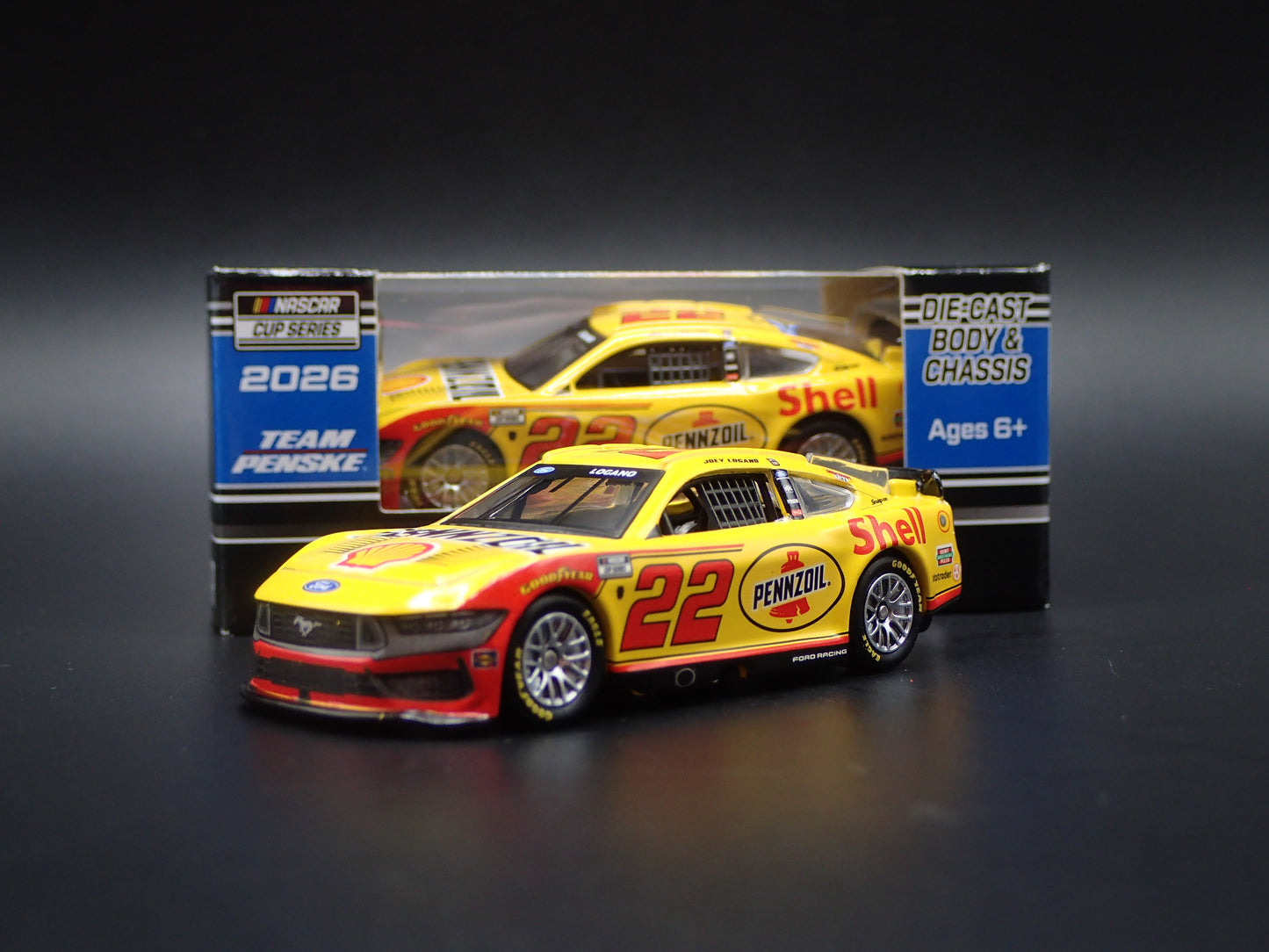 2026 26 FORD MUSTANG 22 JOEY LOGANO PENNZOIL NASCAR 1:64 SCALE DIECAST MODEL CAR
