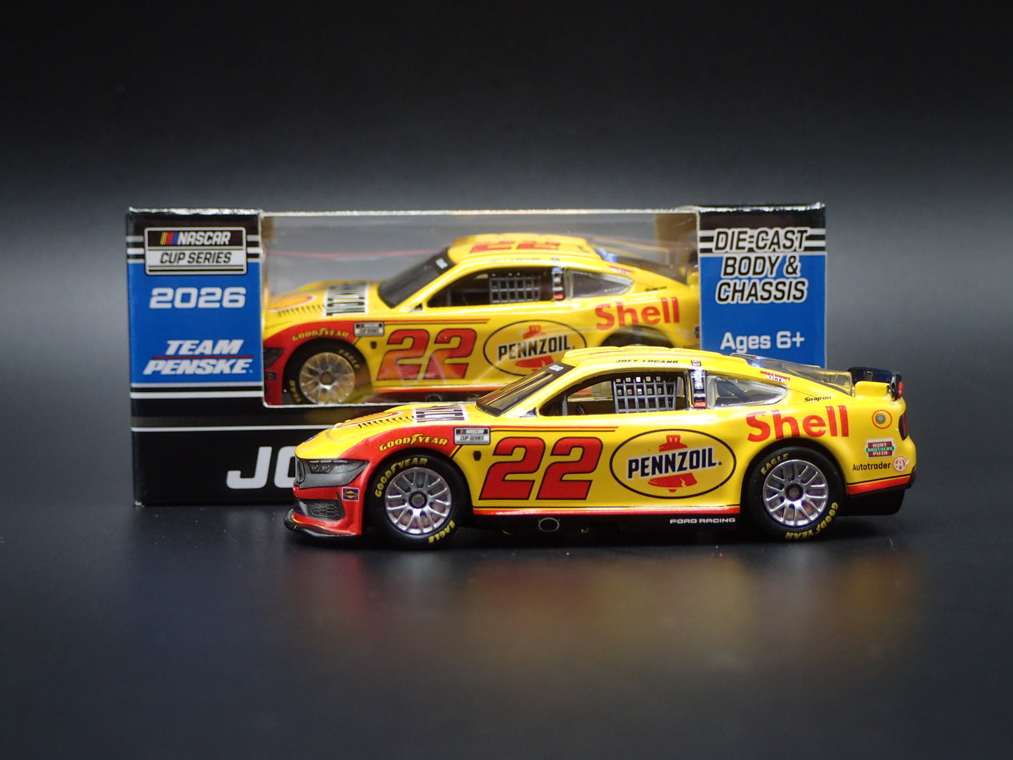 2026 26 FORD MUSTANG 22 JOEY LOGANO PENNZOIL NASCAR 1:64 SCALE DIECAST MODEL CAR