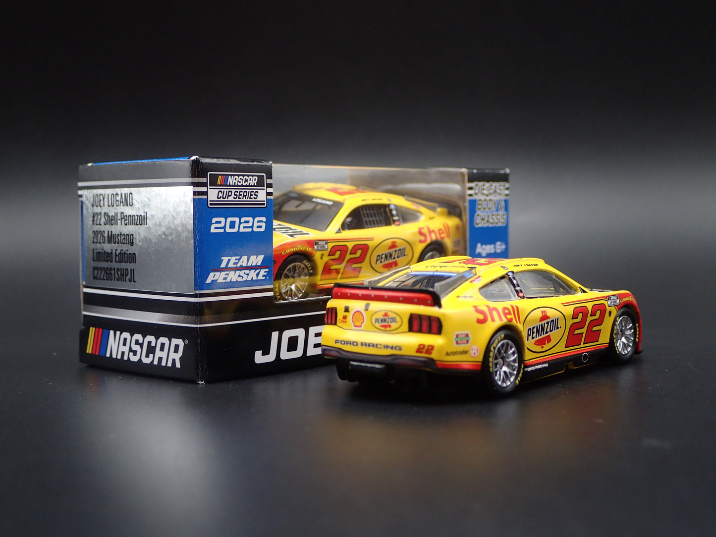 2026 26 FORD MUSTANG 22 JOEY LOGANO PENNZOIL NASCAR 1:64 SCALE DIECAST MODEL CAR