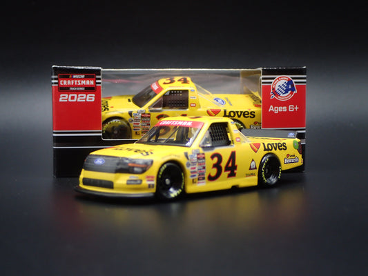 2026 FORD F150 #34 LAYNE RIGGS BARE LOVE'S NASCAR TRUCK 1:64 SCALE DIECAST CAR