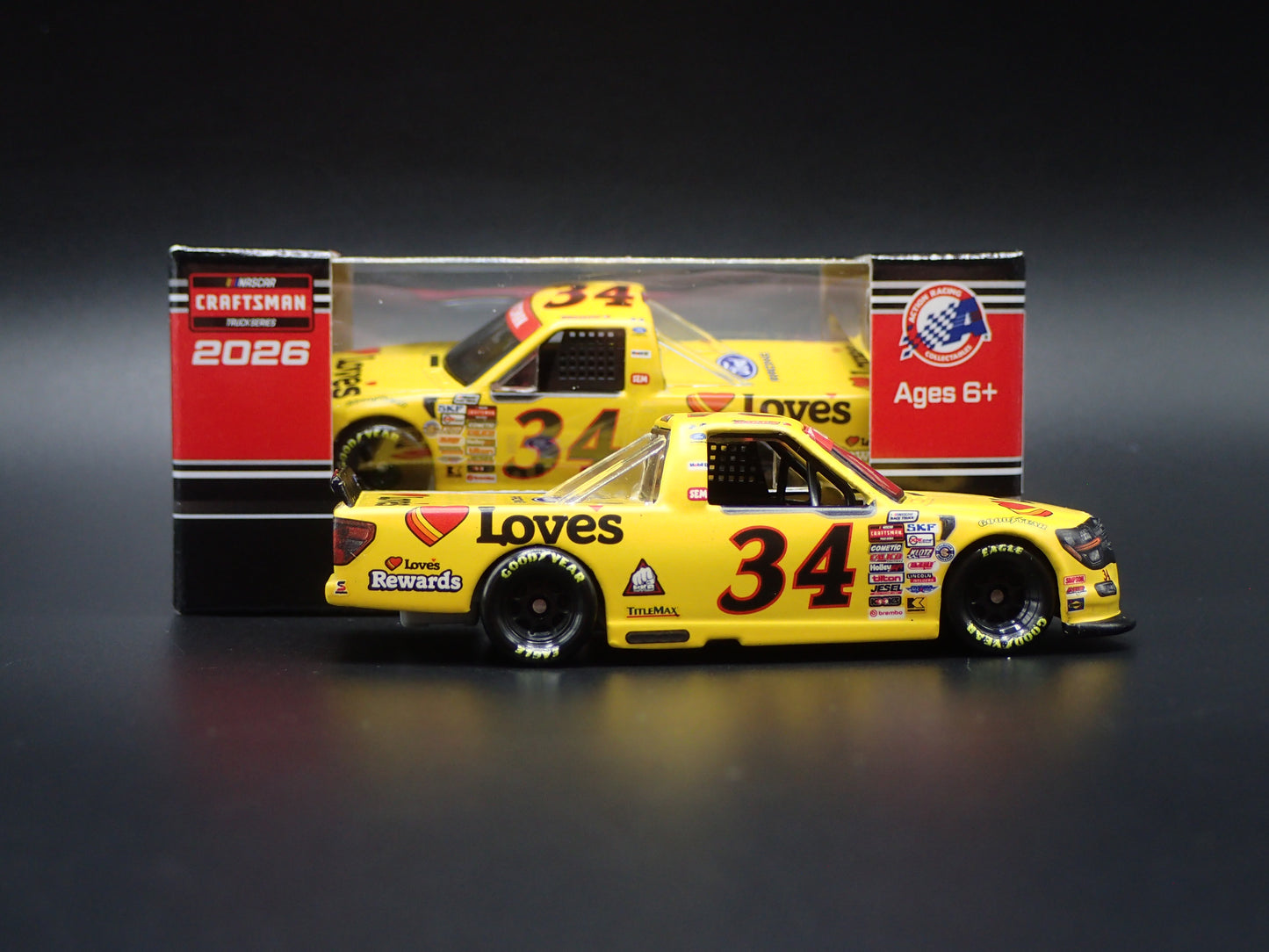 2026 FORD F150 #34 LAYNE RIGGS BARE LOVE'S NASCAR TRUCK 1:64 SCALE DIECAST CAR