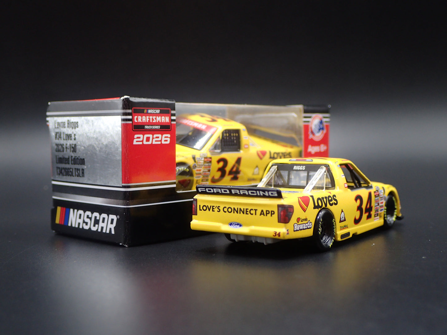2026 FORD F150 #34 LAYNE RIGGS BARE LOVE'S NASCAR TRUCK 1:64 SCALE DIECAST CAR