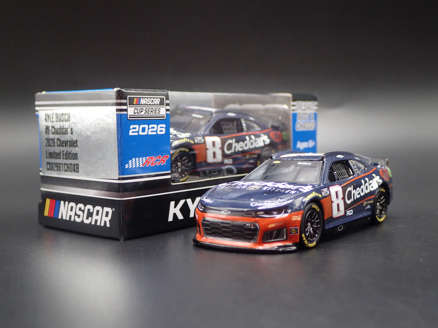 2026 26 CHEVROLET 8 KYLE BUSCH CHEDDARS NASCAR 1:64 DIECAST MODEL CAR