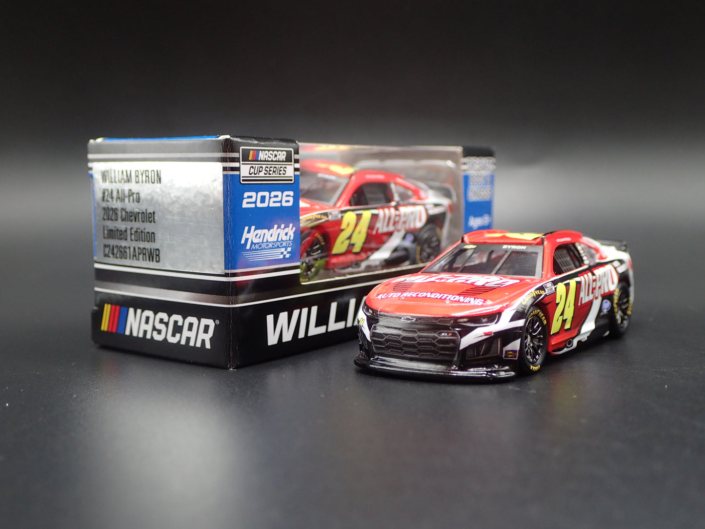 2026 26 CHEVY CAMARO #24 WILLIAM BYRON ALL PRO NASCAR 1:64 SCALE DIECAST CAR