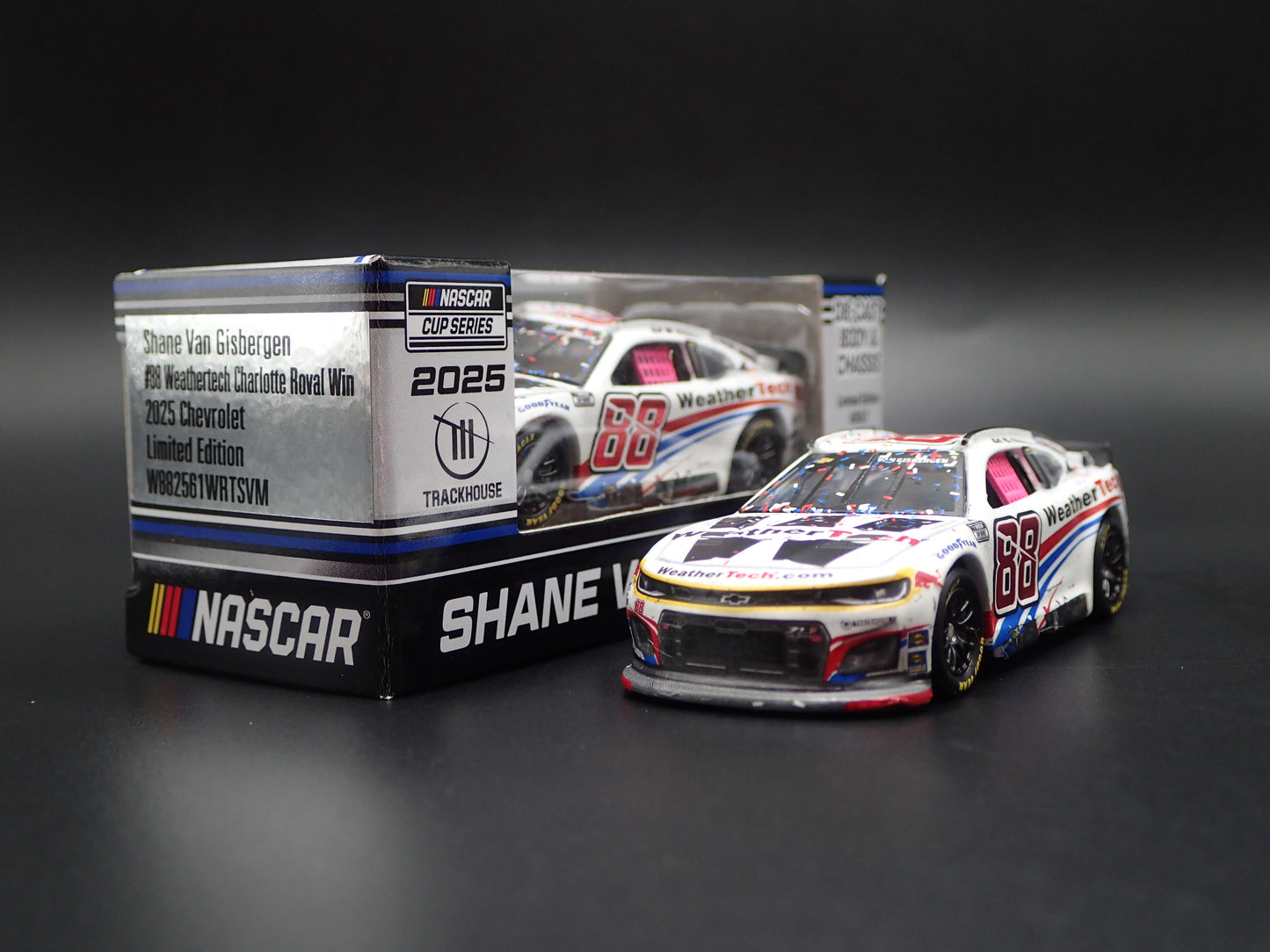 2025 CHEVROLET 88 SHANE VAN GISBERGEN WEATHERTECH WIN NASCAR 1:64 DIECAST MODEL