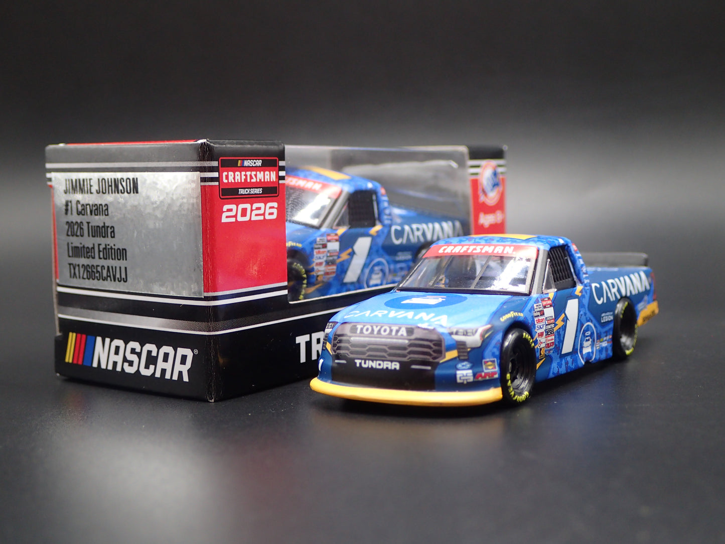 2026 26 TOYOTA TUNDRA TRUCK #1 JIMMIE JOHNSON CARVANA NASCAR 1:64 SCALE DIECAST CAR