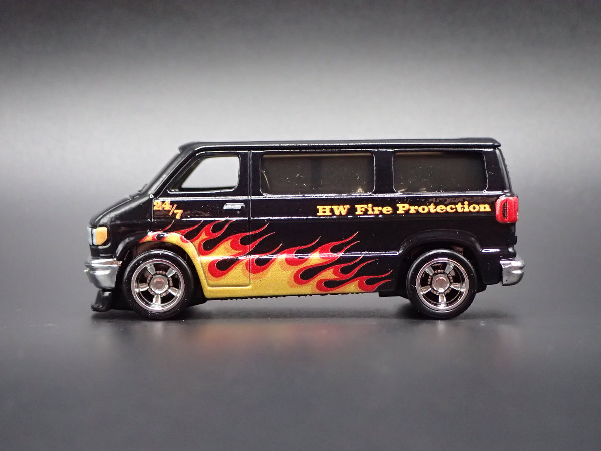 1970'S 70'S DODGE SUPER VAN FIRE PROTECTION 1:64 SCALE DIORAMA DIECAST MODEL CAR-Burning Rubber Toy Company