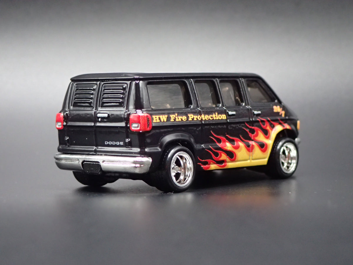 1970'S 70'S DODGE SUPER VAN FIRE PROTECTION 1:64 SCALE DIORAMA DIECAST MODEL CAR-Burning Rubber Toy Company