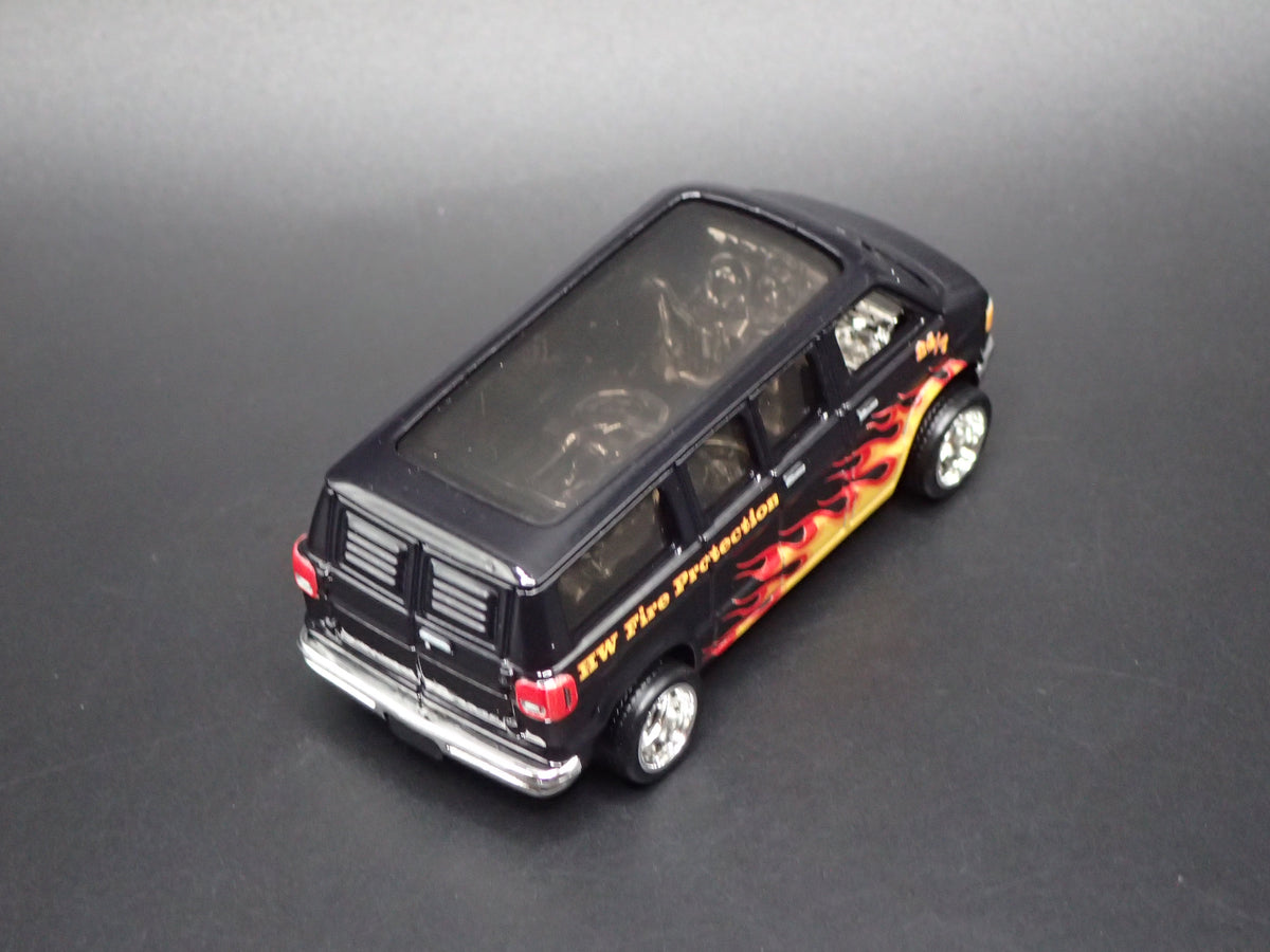 1970'S 70'S DODGE SUPER VAN FIRE PROTECTION 1:64 SCALE DIORAMA DIECAST MODEL CAR-Burning Rubber Toy Company