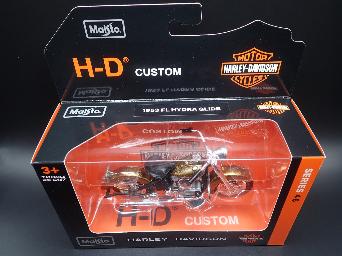 1953 53 FL HYDRA GLIDE HARLEY DAVIDSON MOTORCYCLE MAISTO SERIES 46 1/18 MODEL