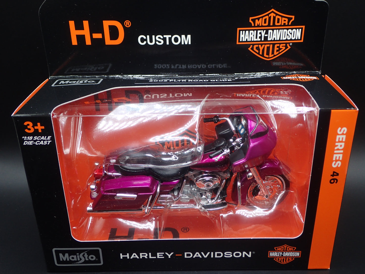2002 02 FLTR ROAD GLIDE HARLEY DAVIDSON MOTORCYCLE MAISTO SERIES 46 1/18 MODEL