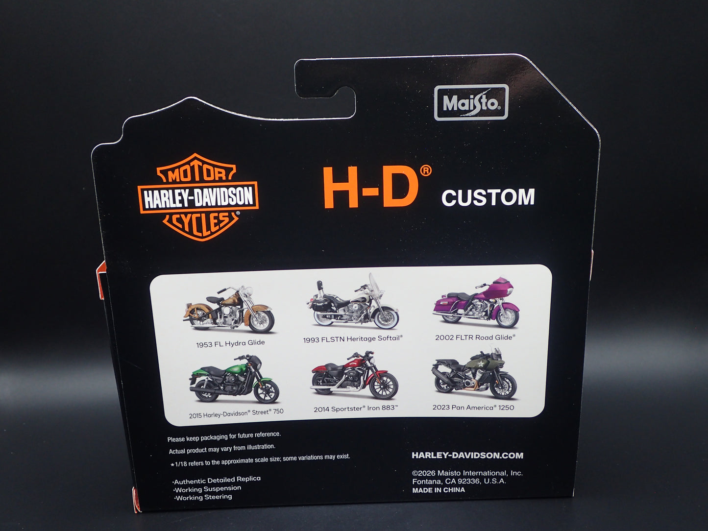 2002 02 FLTR ROAD GLIDE HARLEY DAVIDSON MOTORCYCLE MAISTO SERIES 46 1/18 MODEL