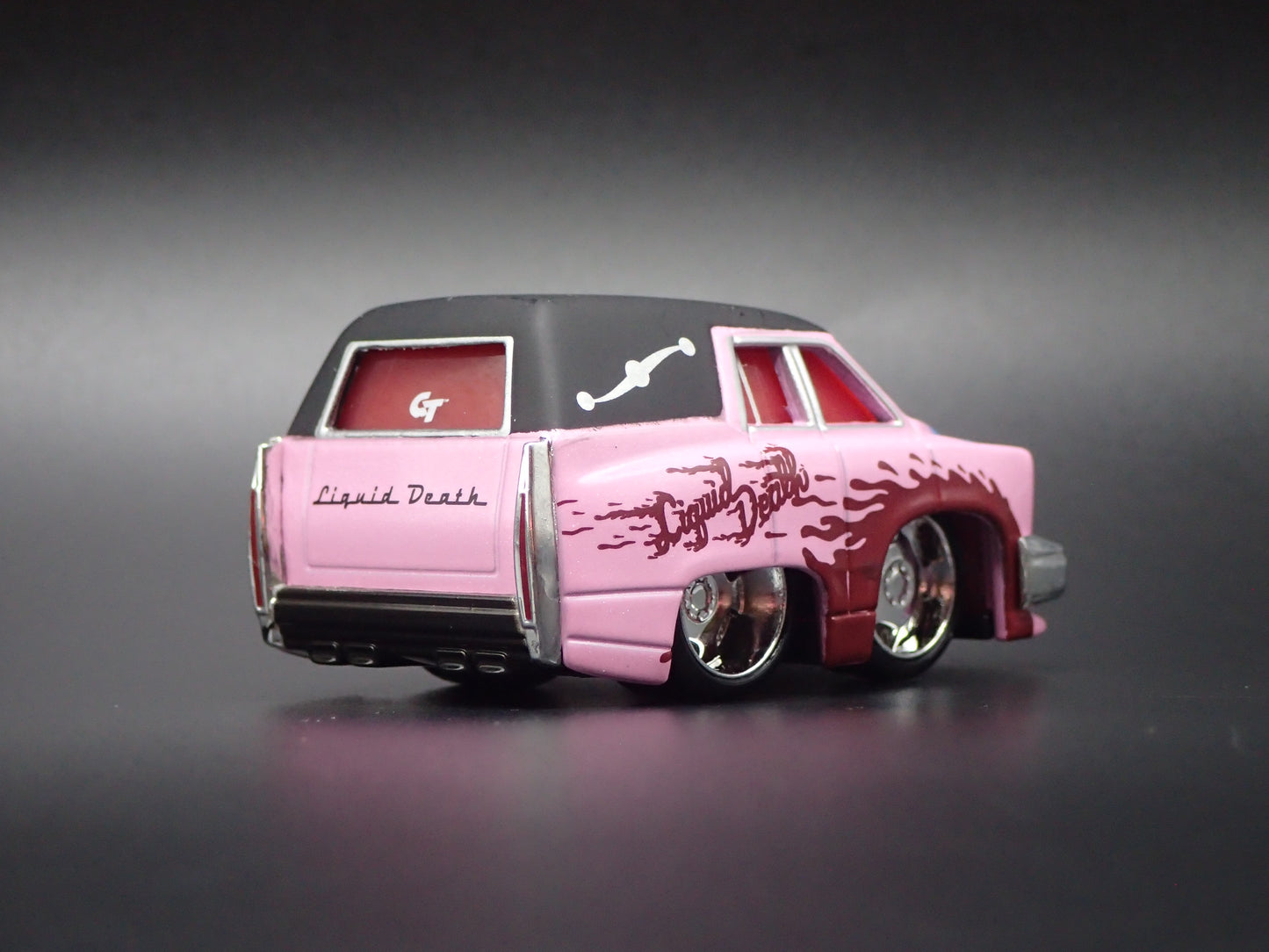 CADILLAC CADDY HEARSE LIQUID DEATH CAR TUNED 1/64 SCALE DIORAMA DIECAST MODEL CAR