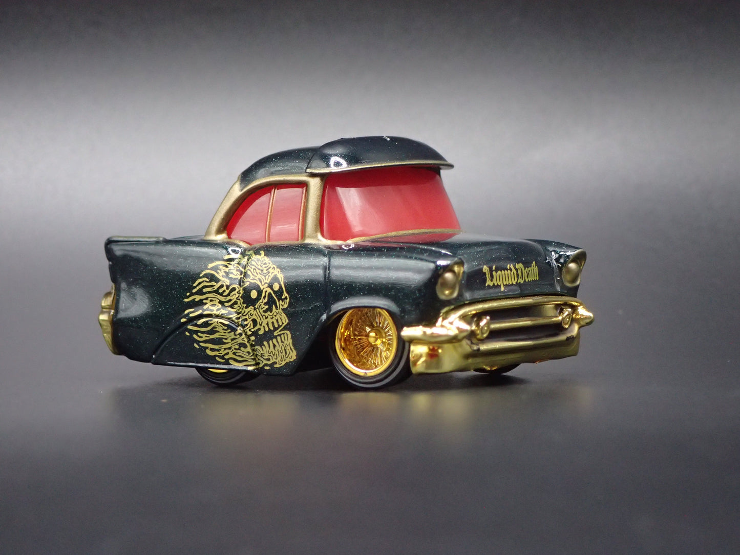 1957 57 CHEVY CHEVROLET BEL AIR LIQUID DEATH  CAR TUNED 1:64 SCALE DIECAST MODEL CAR