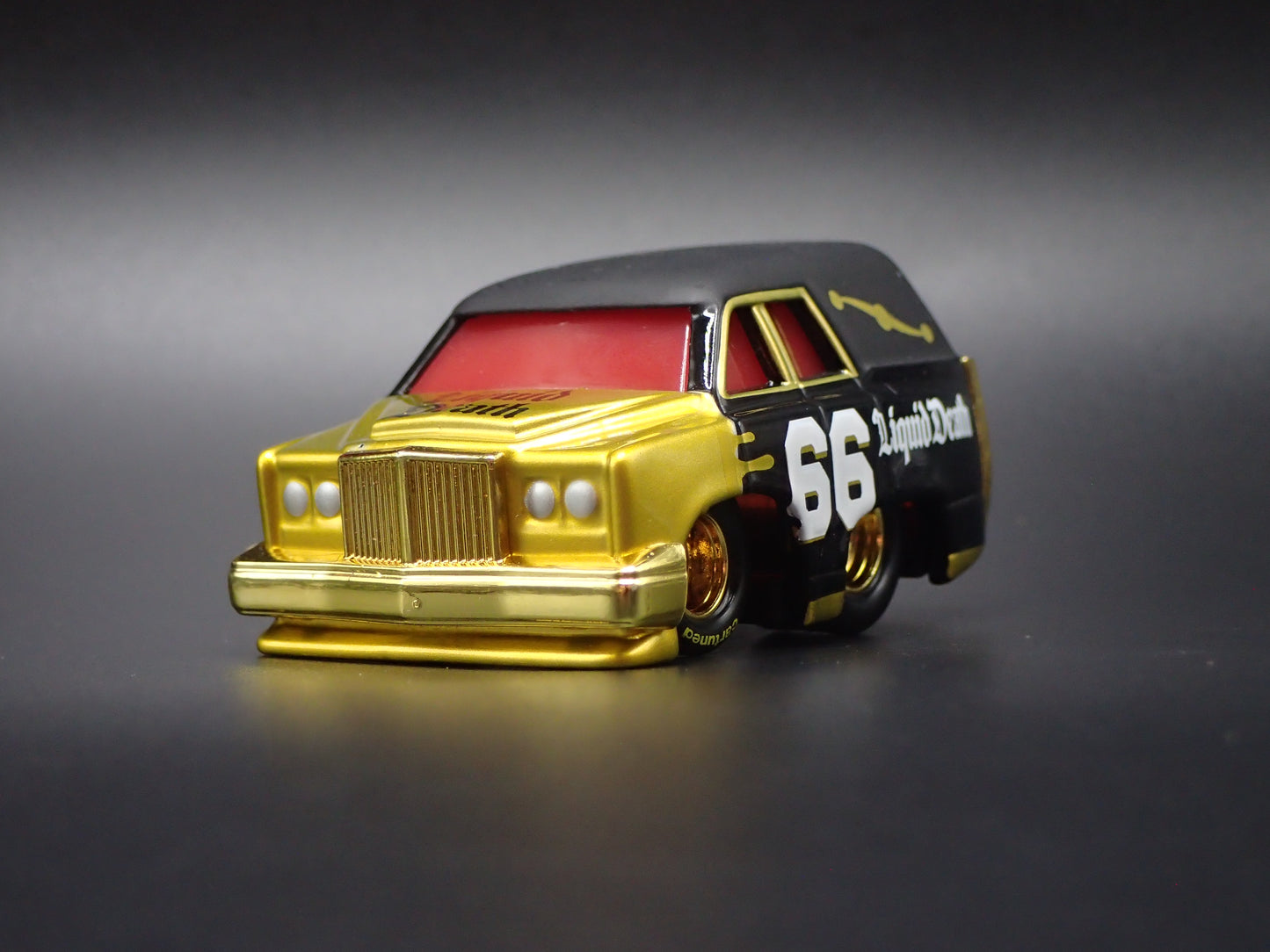 CADILLAC CADDY HEARSE LIQUID DEATH CAR TUNED 1/64 SCALE DIORAMA DIECAST MODEL CAR
