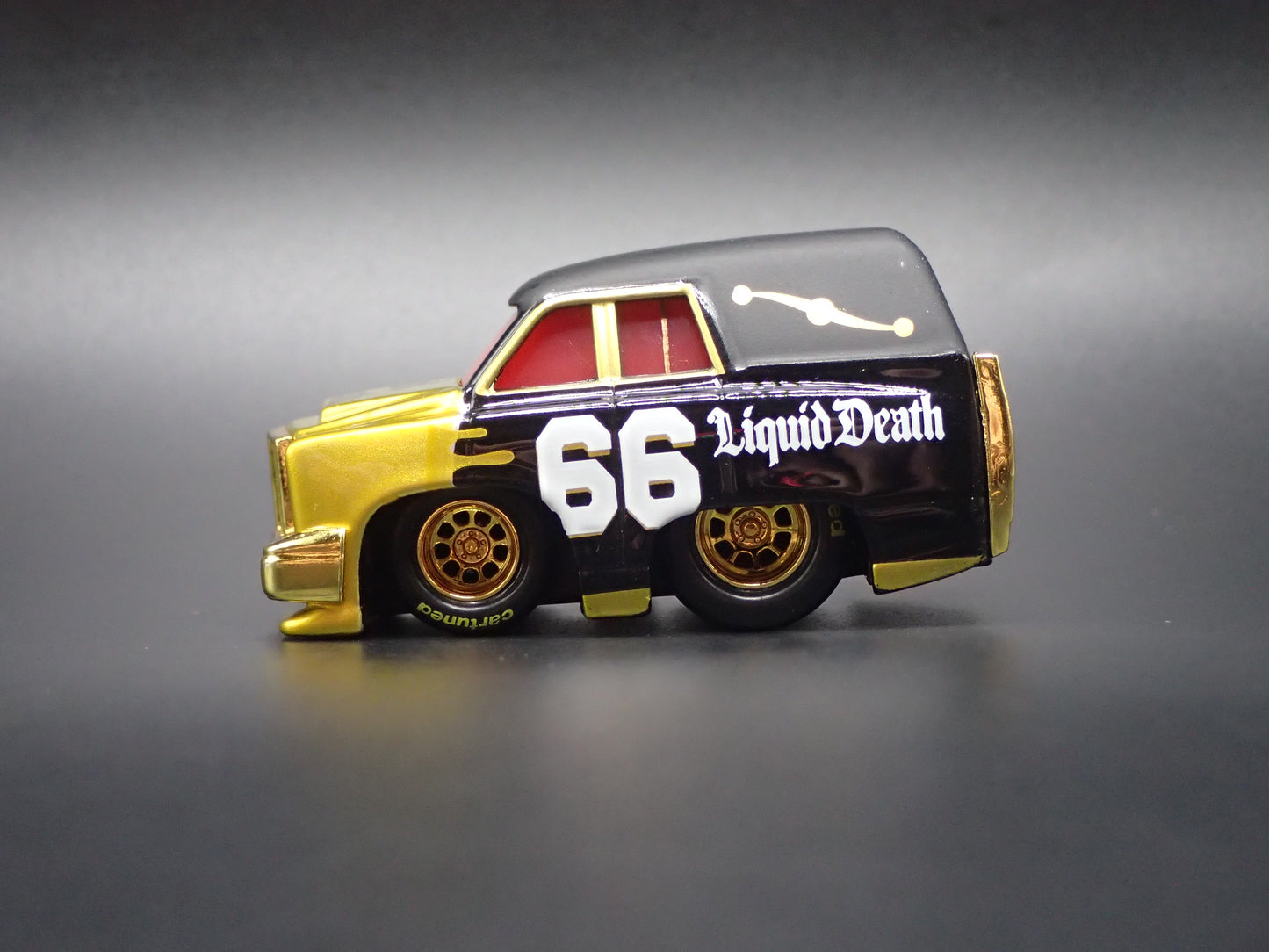 CADILLAC CADDY HEARSE LIQUID DEATH CAR TUNED 1/64 SCALE DIORAMA DIECAST MODEL CAR