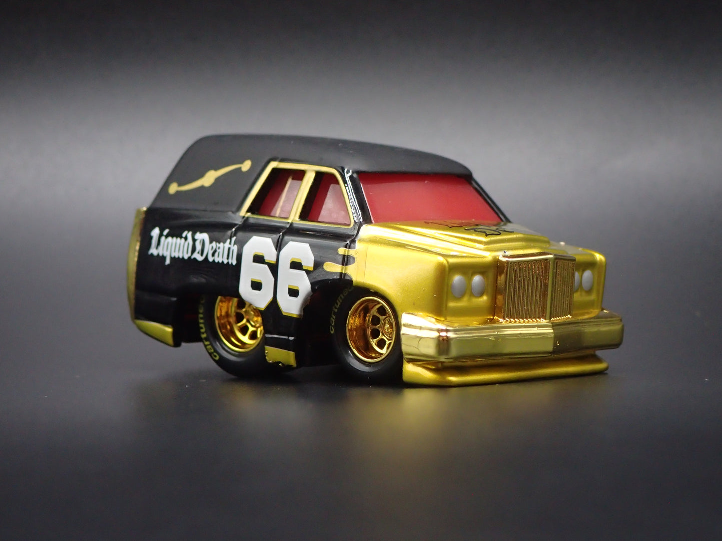 CADILLAC CADDY HEARSE LIQUID DEATH CAR TUNED 1/64 SCALE DIORAMA DIECAST MODEL CAR