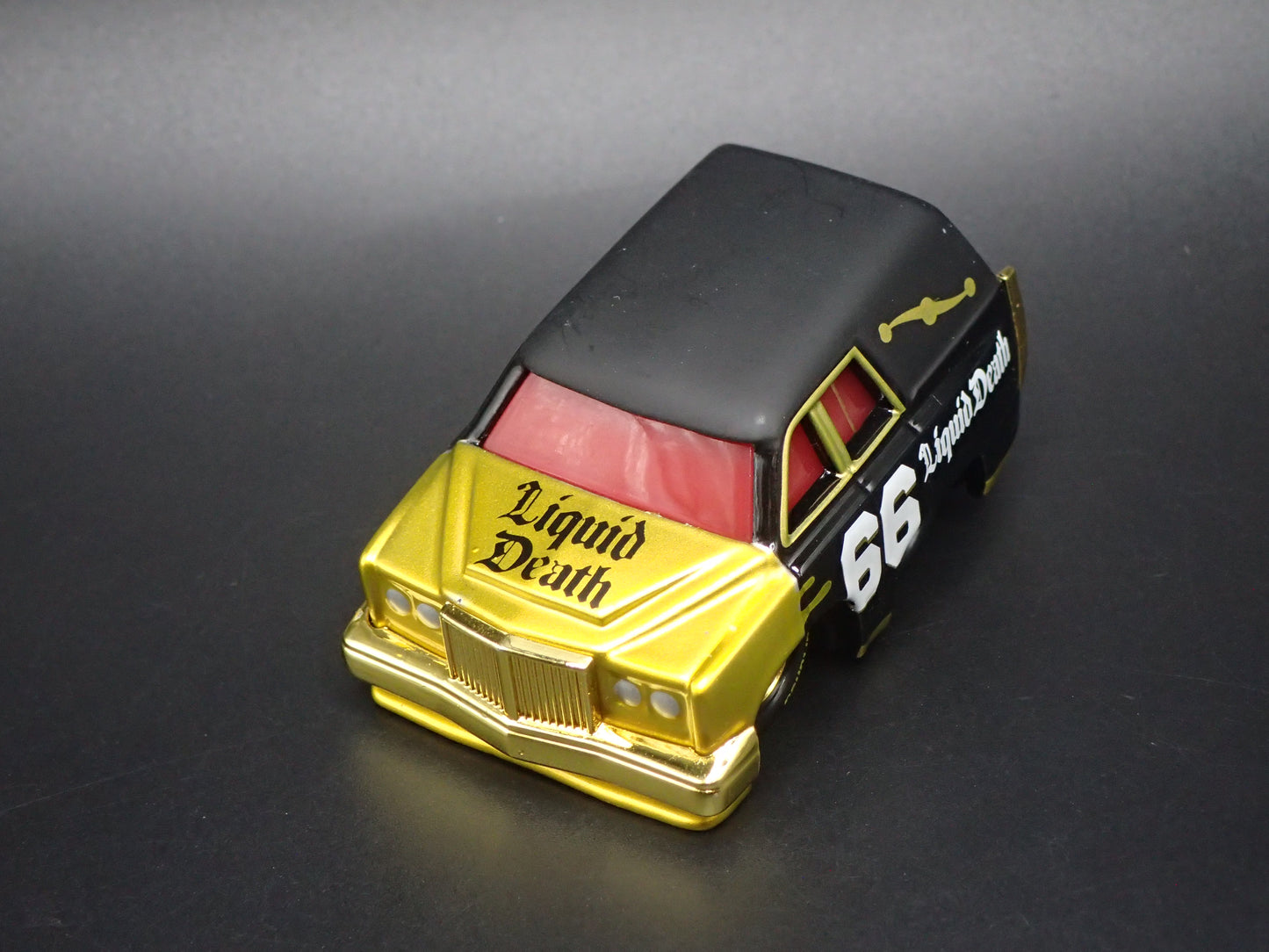 CADILLAC CADDY HEARSE LIQUID DEATH CAR TUNED 1/64 SCALE DIORAMA DIECAST MODEL CAR