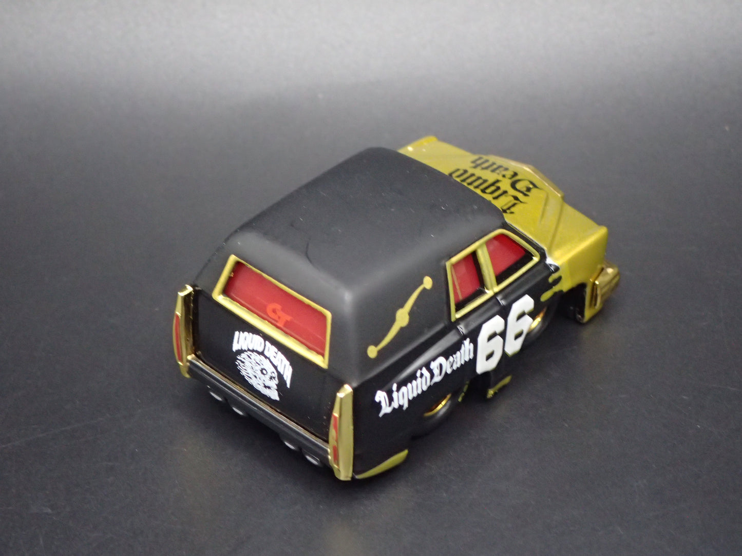 CADILLAC CADDY HEARSE LIQUID DEATH CAR TUNED 1/64 SCALE DIORAMA DIECAST MODEL CAR