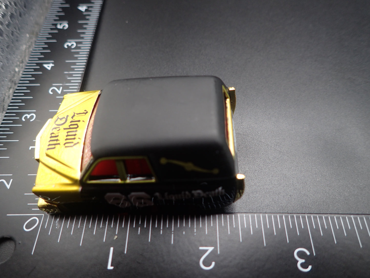 CADILLAC CADDY HEARSE LIQUID DEATH CAR TUNED 1/64 SCALE DIORAMA DIECAST MODEL CAR
