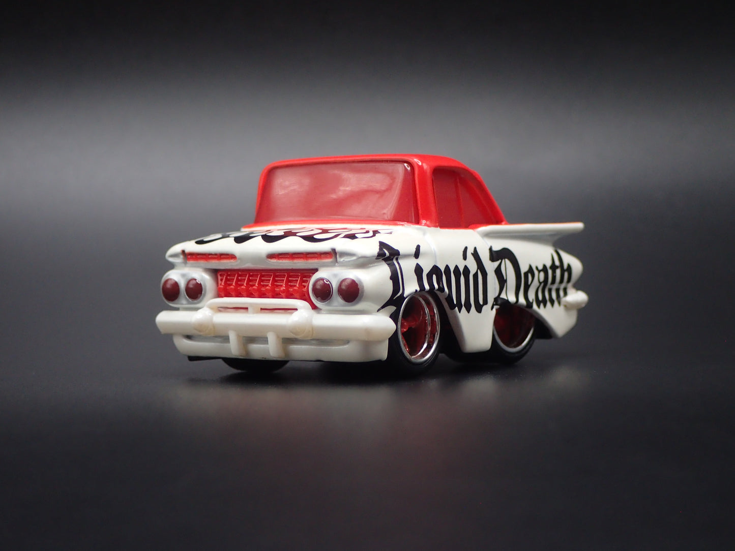 1959 59 CHEVY CHEVROLET IMPALA LIQUID DEATH CAR TUNED 1:64 SCALE DIECAST MODEL CAR