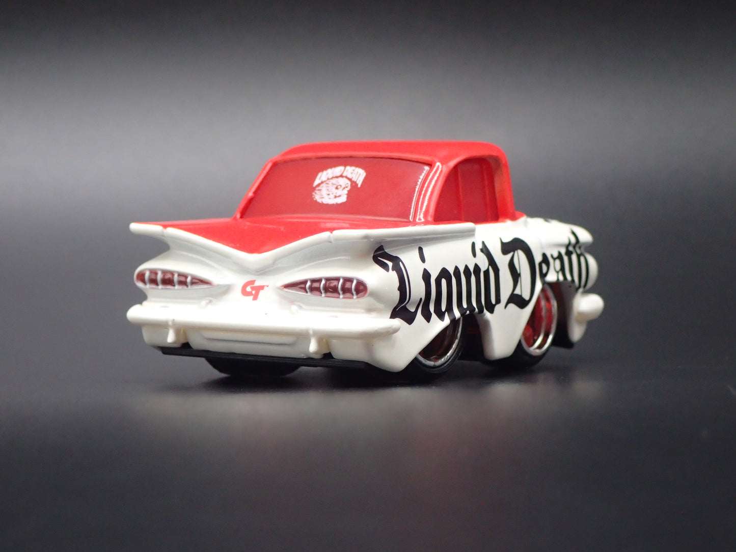 1959 59 CHEVY CHEVROLET IMPALA LIQUID DEATH CAR TUNED 1:64 SCALE DIECAST MODEL CAR