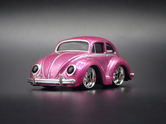 VW BEETLE CAR TUNED PINK 1:64 SCALE DIORAMA DIECAST MODEL CAR