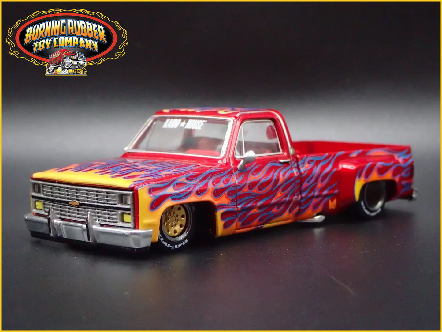 CHEVROLET SILVERADO DUALLY KAIDO FIRE V1 SQUAREBODY TRUCK 1/64 DIECAST MODEL CAR