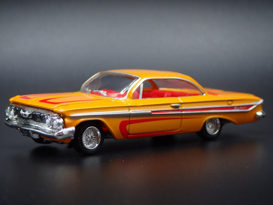 1961 61 CHEVY CHEVROLET IMPALA SS LOWRIDER YELLOW 1:64 SCALE DIECAST MODEL CAR