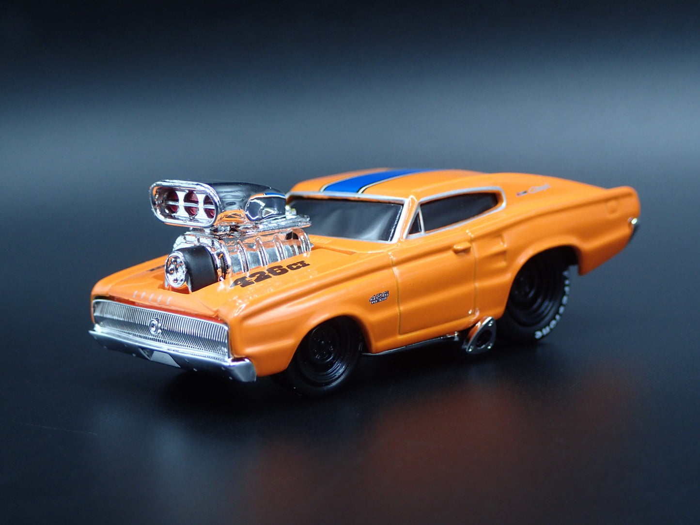 1966 66 DODGE CHARGER 426 MUSCLE CAR ORANGE 1:64 SCALE DIORAMA DIECAST MODEL CAR