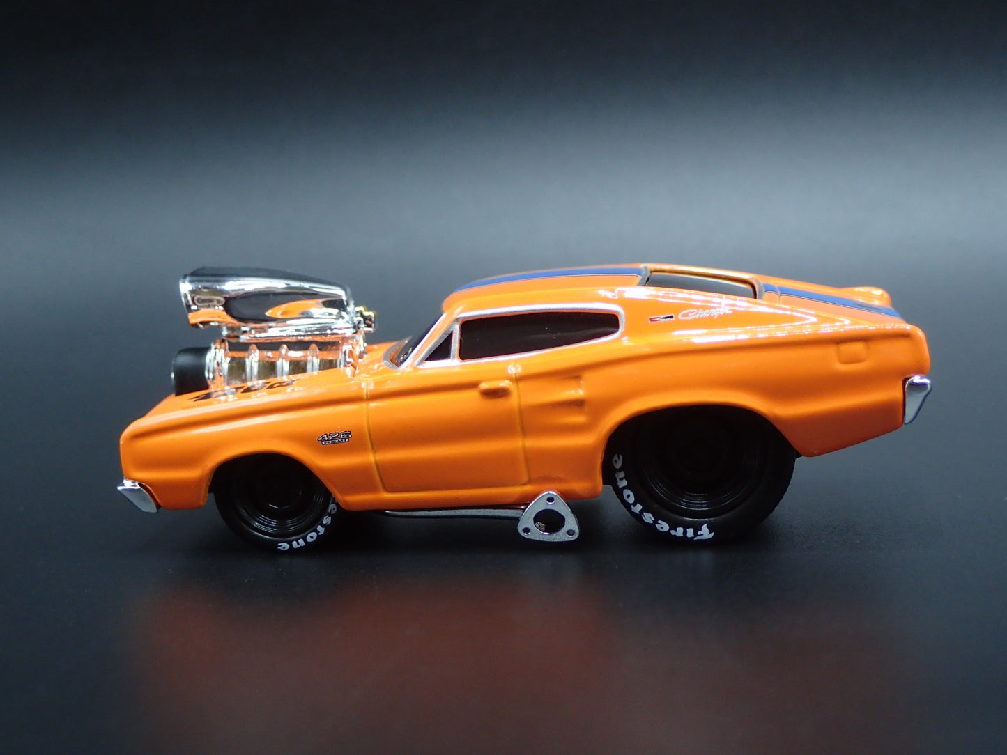 1966 66 DODGE CHARGER 426 MUSCLE CAR ORANGE 1:64 SCALE DIORAMA DIECAST MODEL CAR