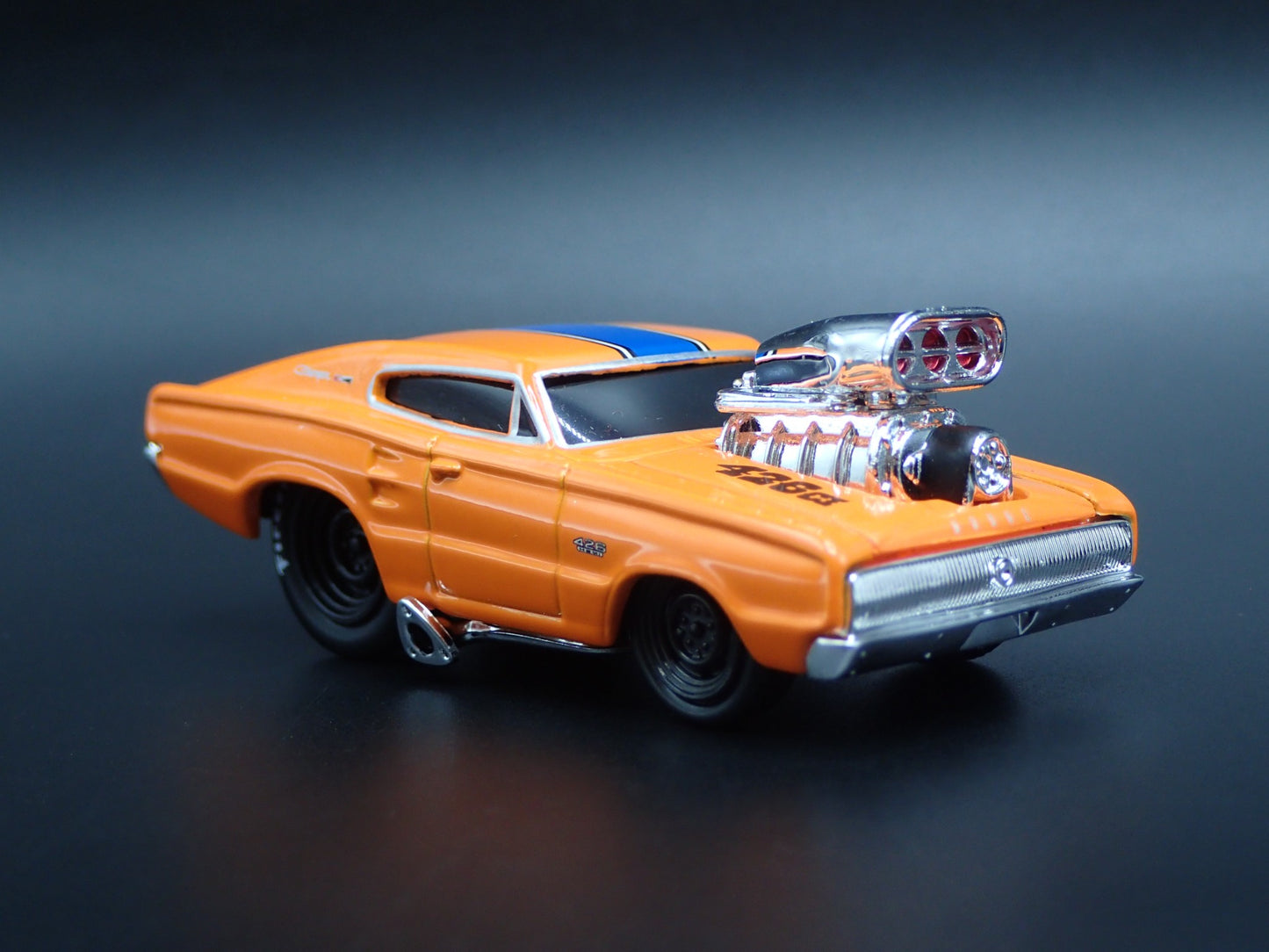 1966 66 DODGE CHARGER 426 MUSCLE CAR ORANGE 1:64 SCALE DIORAMA DIECAST MODEL CAR